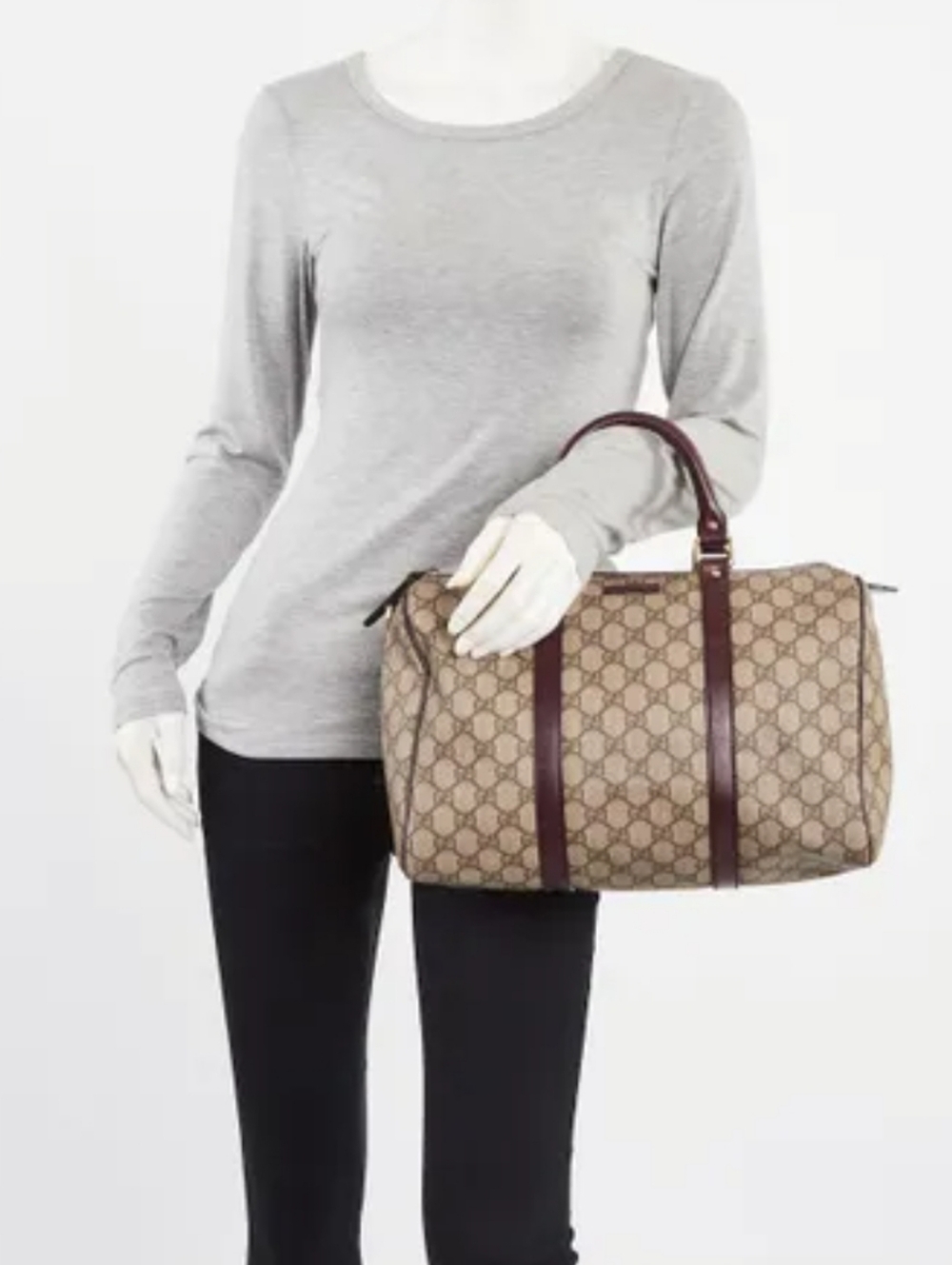 Super Canvas Coated Neutral Monogram Travel Duffel Boston 45 Leather Trim